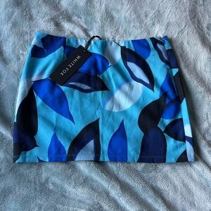 NWT White Fox Blue Leaf Print Alone With You Mini Skirt